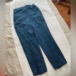 Vintage Green and Blue Plaid Pants -Brand Ninon de Lenchos Size Medium